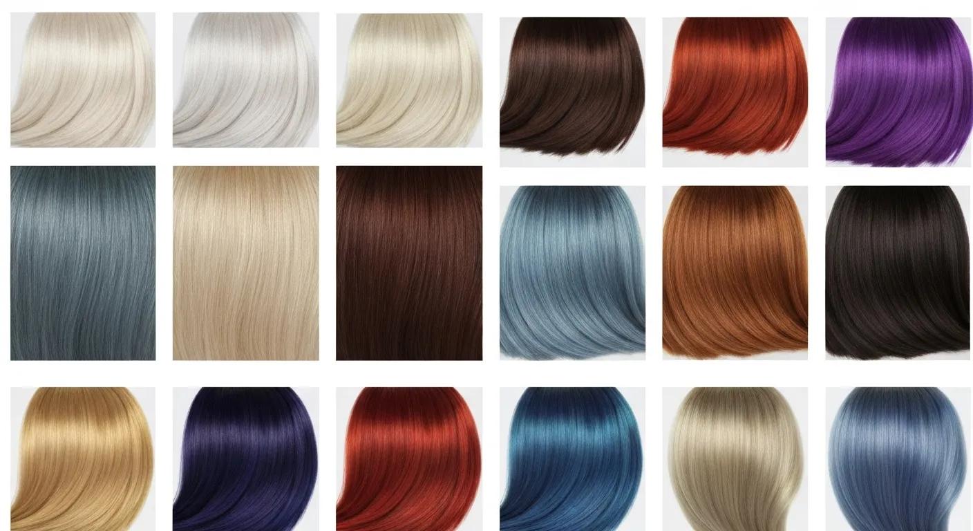 A collection of hair colour swatches showcasing the most current trends for 2025