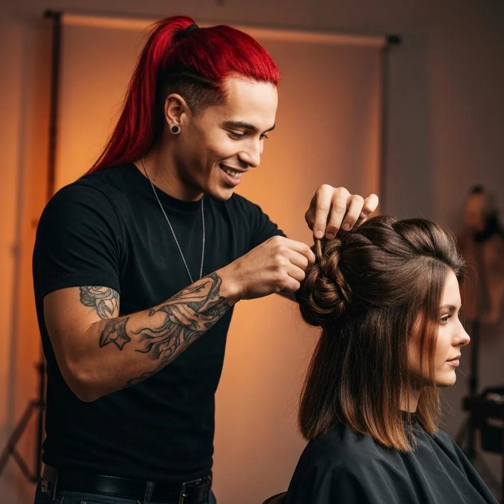 Hair stylist performing precision point cutting, illustrating unique hair cutting techniques
